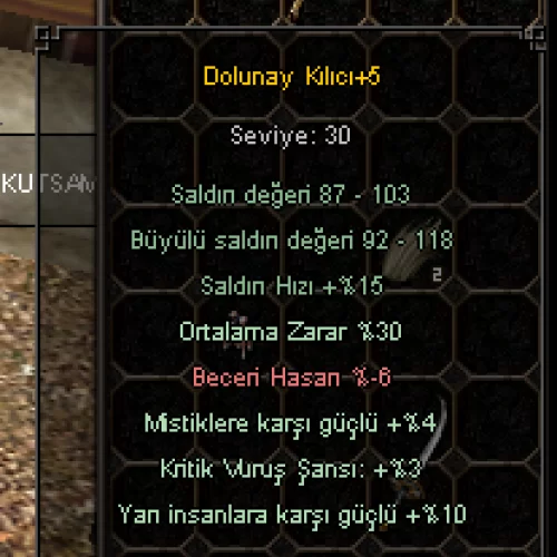  +5 dolunay kılıcı 30 ort 10 yarı 3 krtik